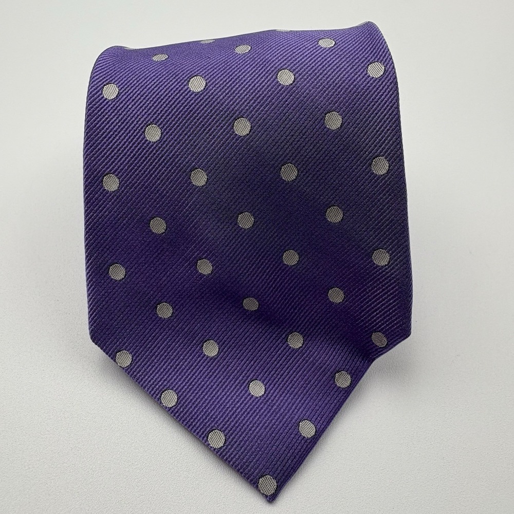 Lauren Ralph Lauren Tie Mens Purple Silver Polka Dot Silk Classic Neckwear